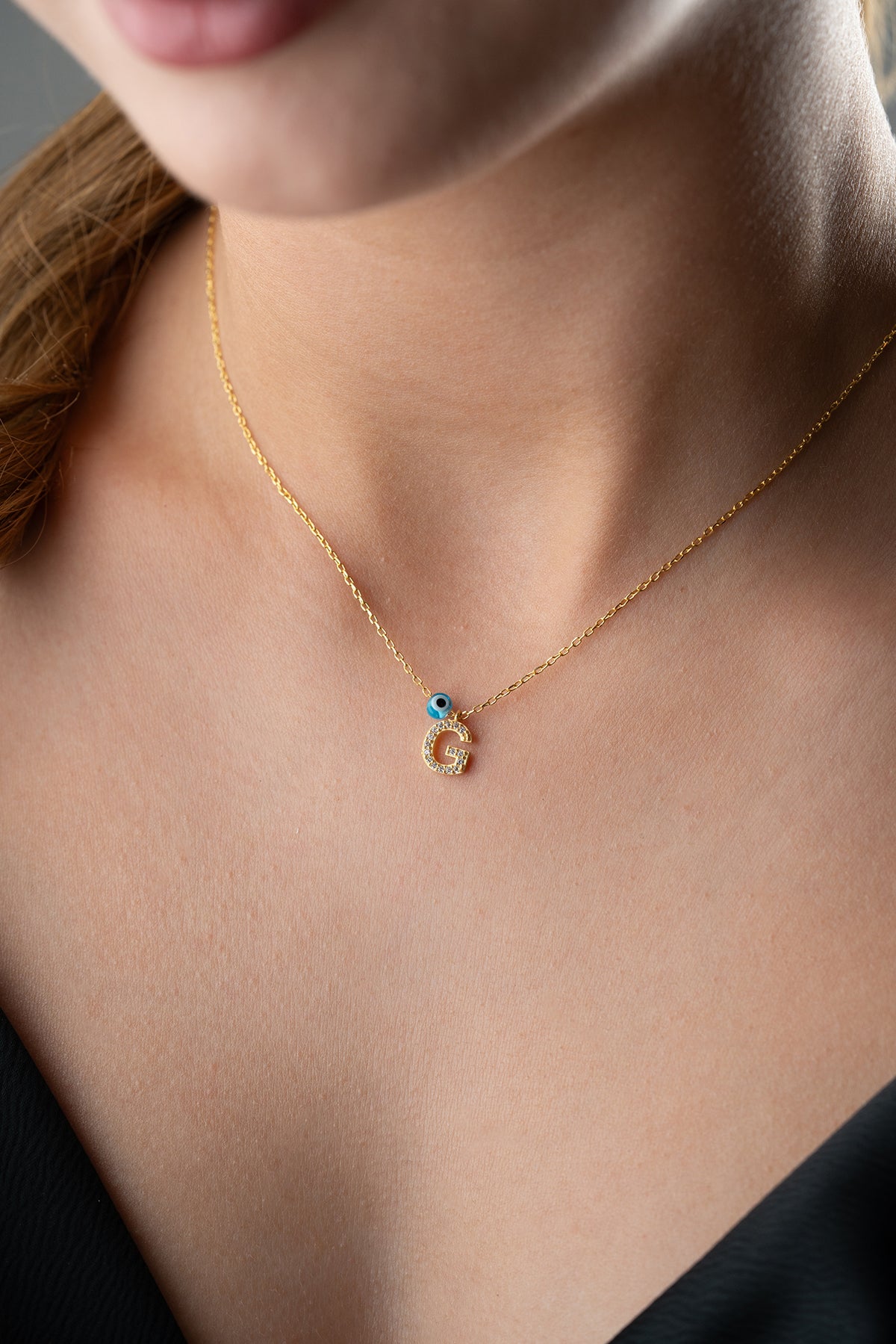 Evil Eye Initial Letter Zilveren Ketting