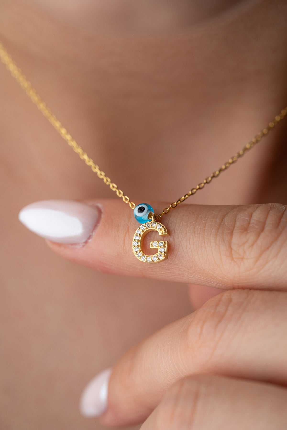 Evil Eye Initial Letter Zilveren Ketting