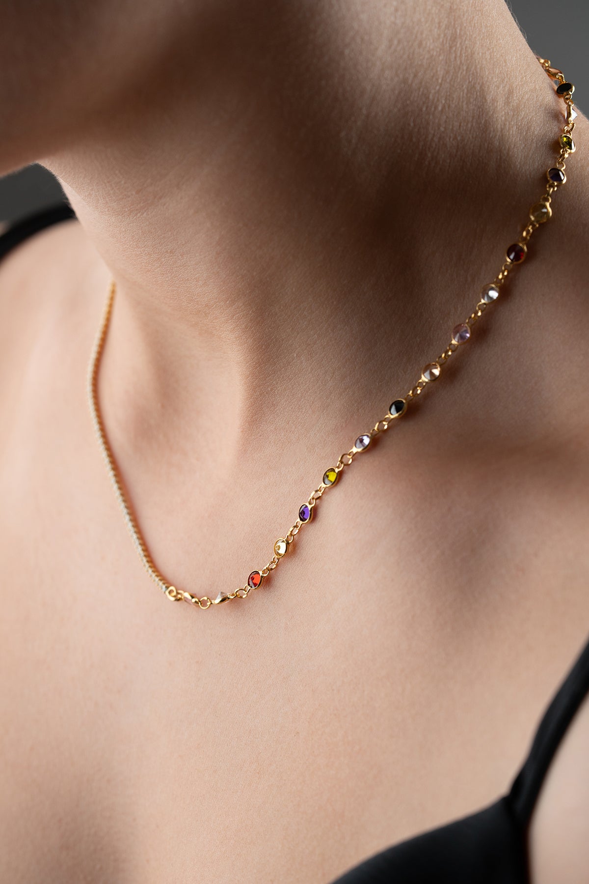 Ketting met gekleurde stenen – 925 Sterling Zilver – Rainbow Shine