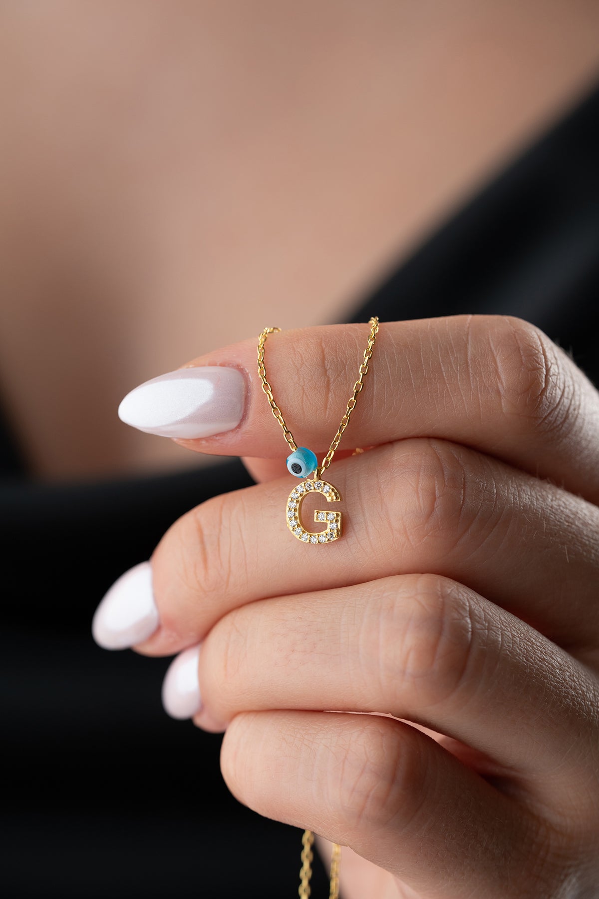 Evil Eye Initial Letter Zilveren Ketting