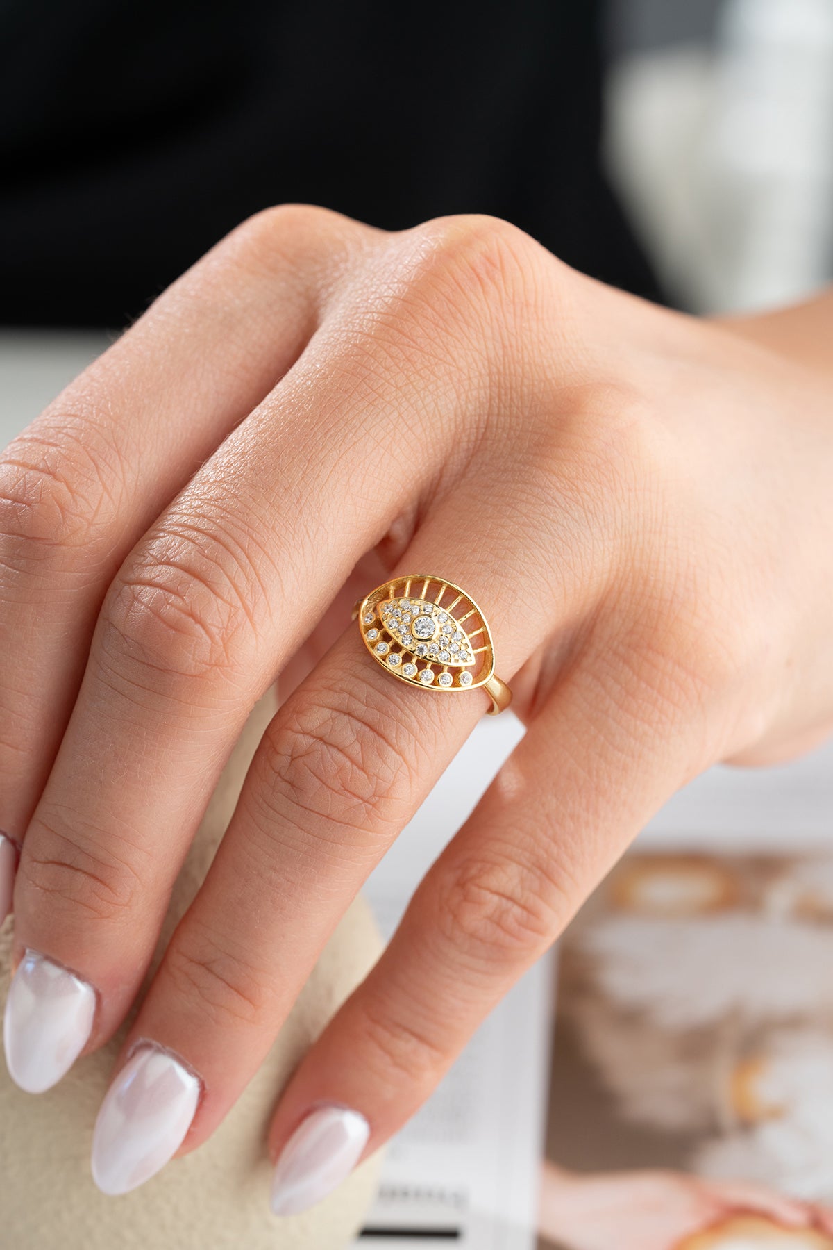925 Zilver Blue Aura Oog Ring