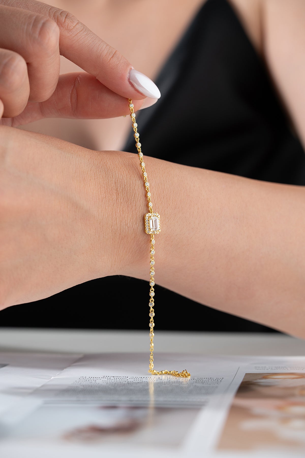 925 Zilver Baguette Steen Armband