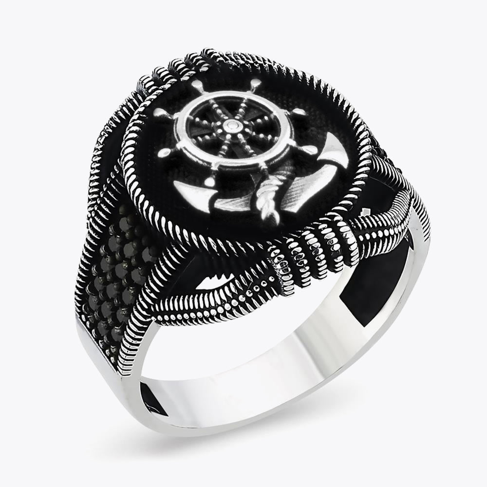 Anchor Mens Silver Ring