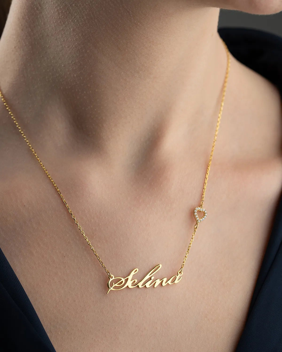 Name necklace with heart - 925 sterling silver