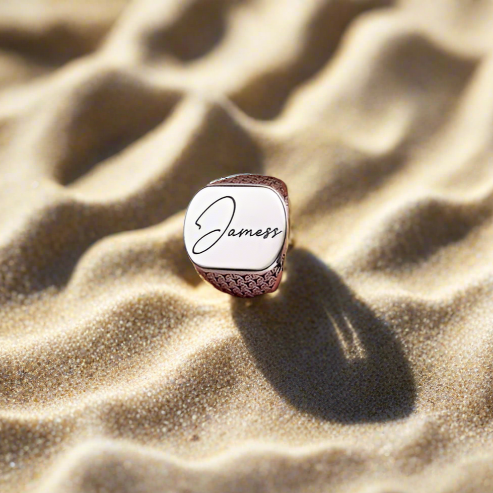 925 Sterling Silver Men's Ring with Own Name Engraving -1