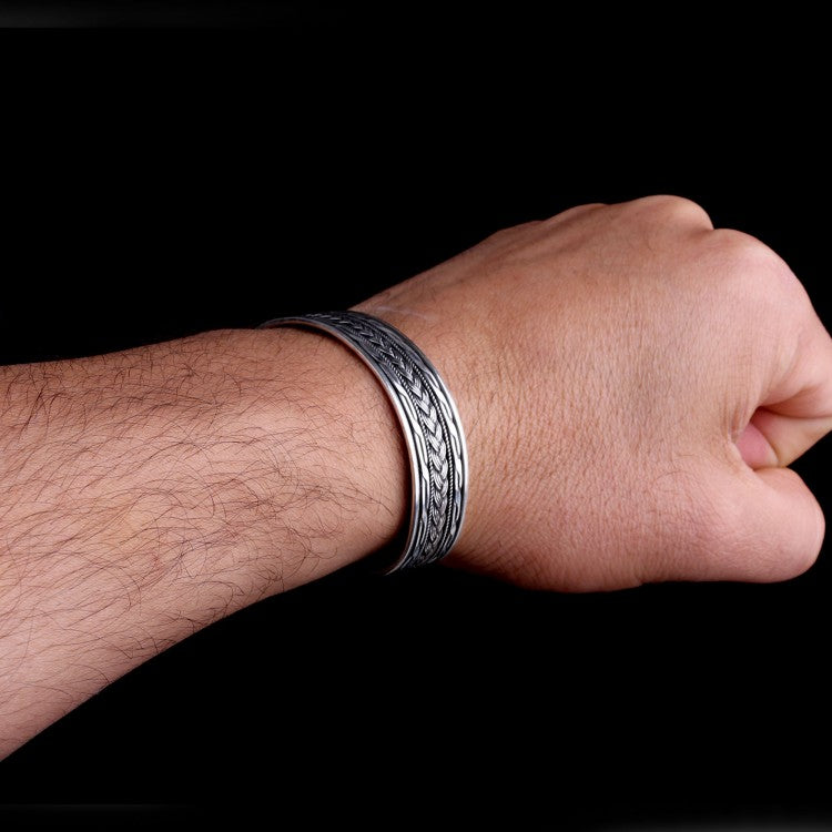 Geweven Patroon 925 Sterling Zilver Heren Armband