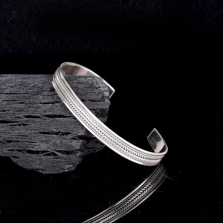Armored Pattern 925 Sterling Silver Men Bracelet