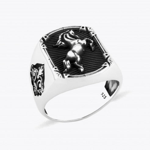 Horse Signet Ring in Silver