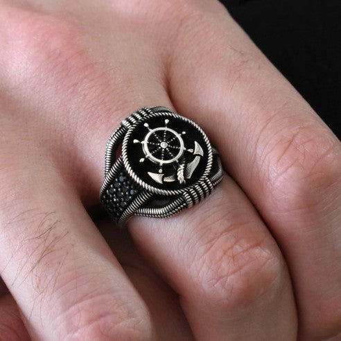 Anchor Mens Silver Ring
