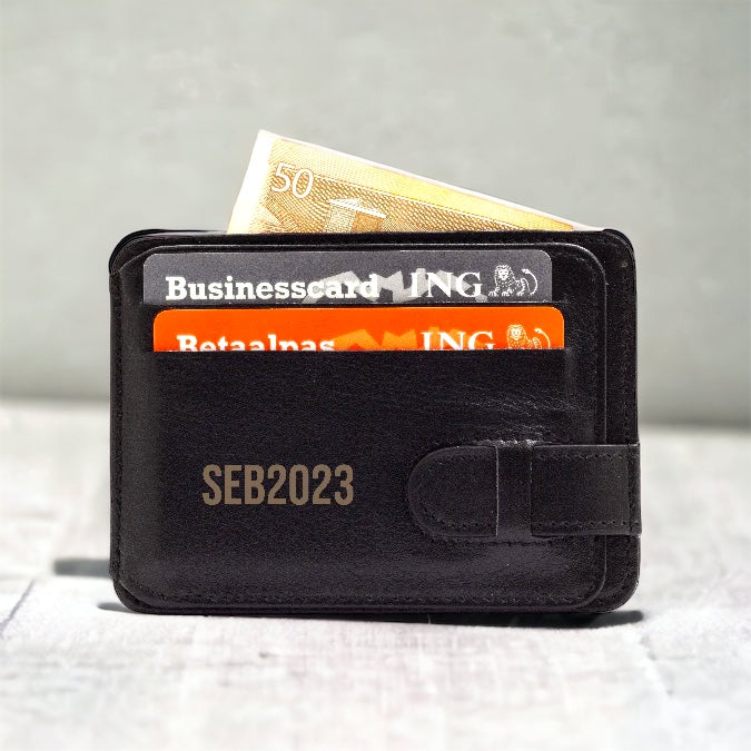 Black Leather Wallet With Name 040-1