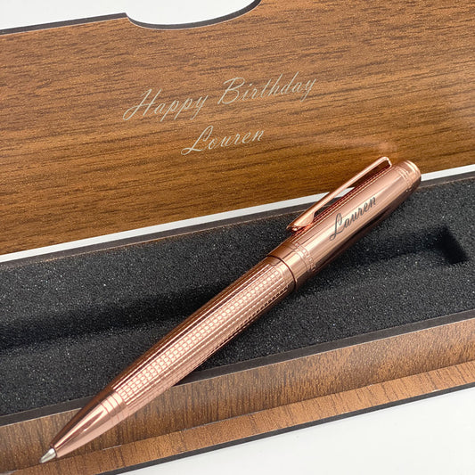 Personalized Pen - Writing Set with Engraved Wooden Box BLP1102-T-R