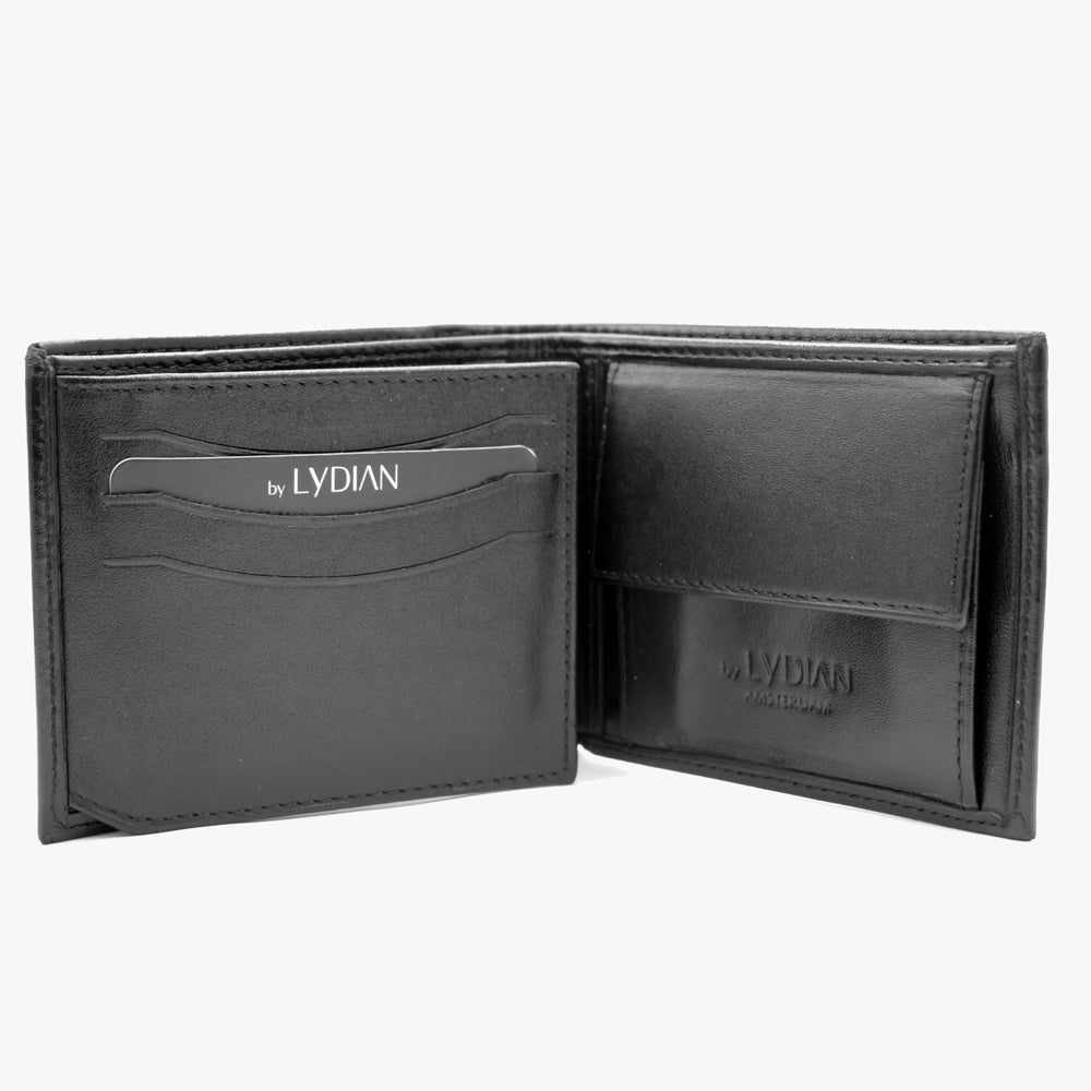 Engraving black leather wallet - 1155 Z