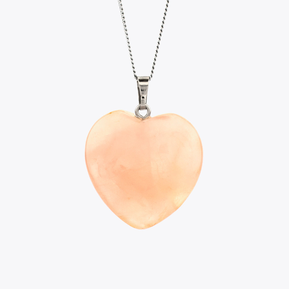 Rose quartz heart pendant with chain