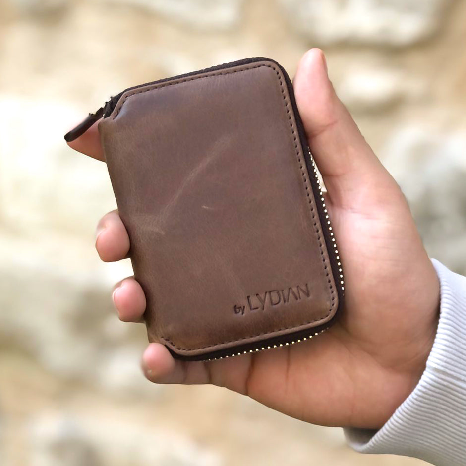 Brown Leather Wallet with Zipper BLW796-GK