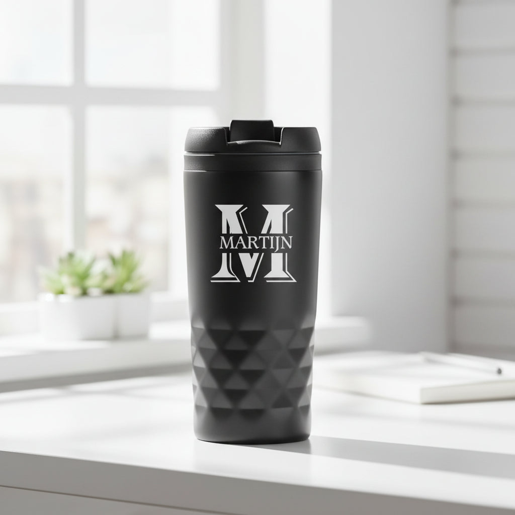 Graphic Mug thermos with text