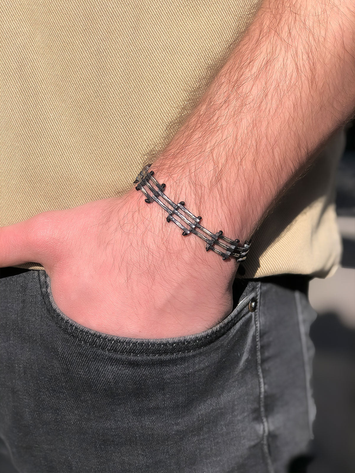 by LYDIAN Men's Bracelet 925s Silver ARLB-05