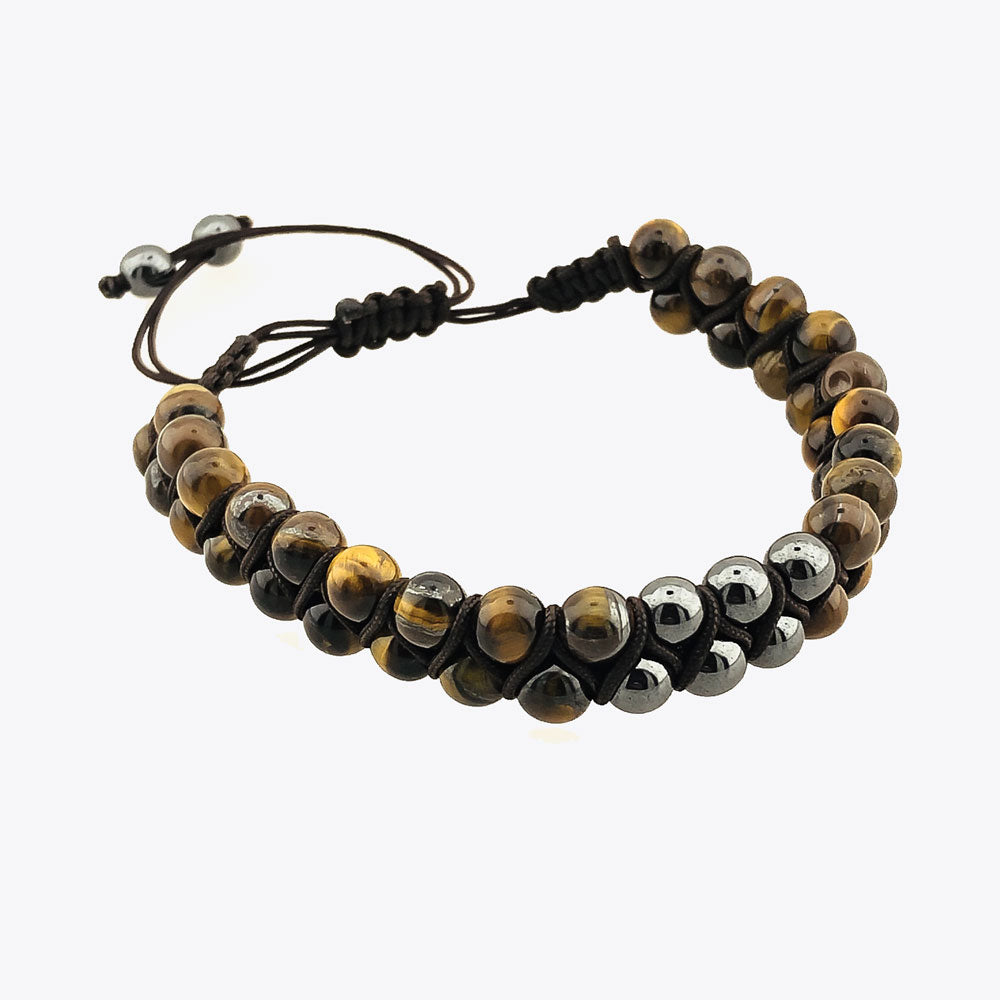By LYDIAN Men's Bracelet Tiger Eye and Hematite ARLB-25