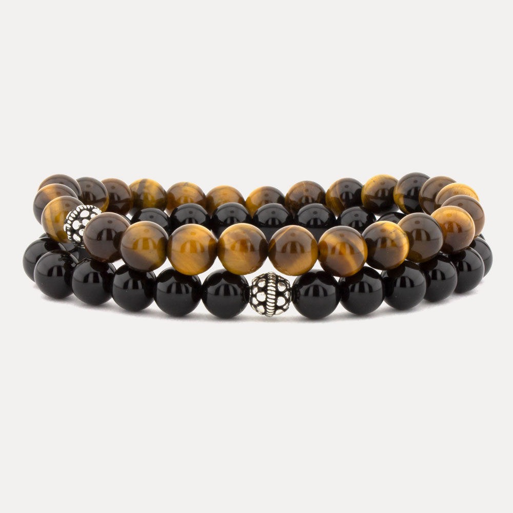Beaded Bracelet Tiger Eye Onyx BGS014