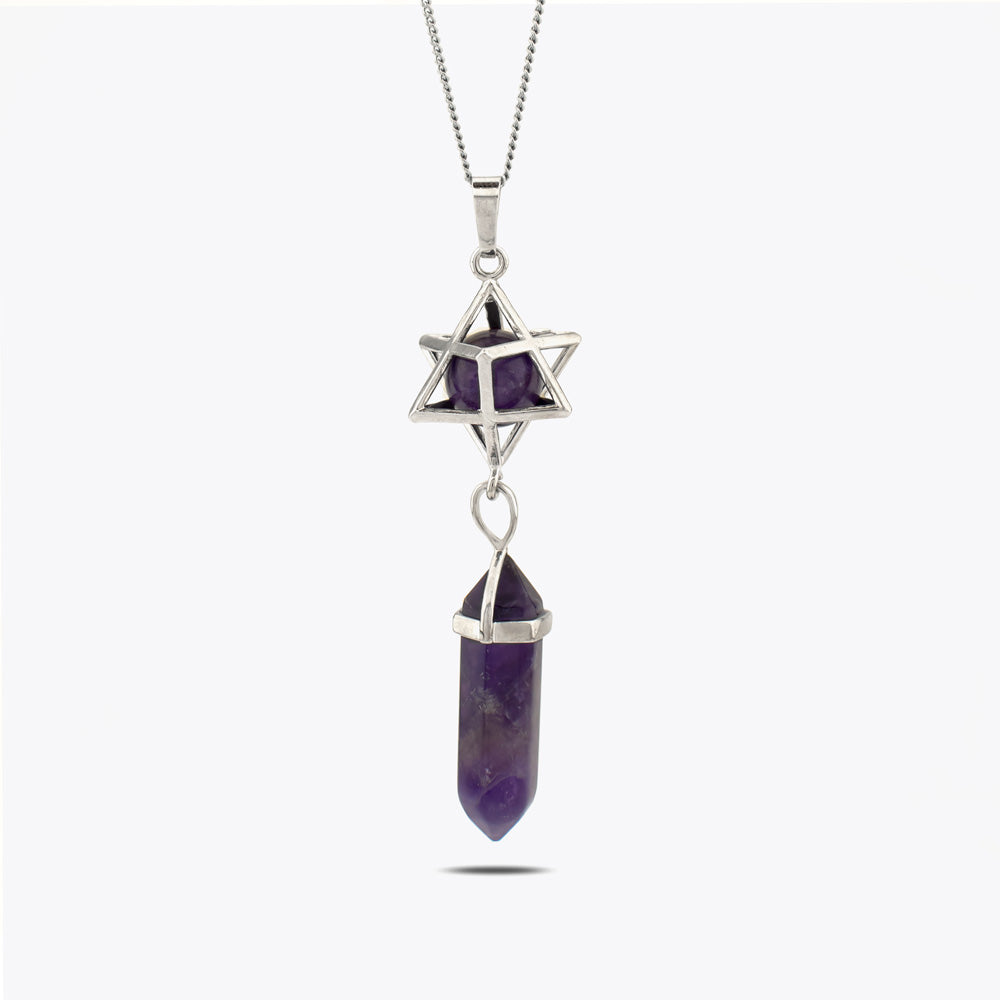 Amethyst pendant with chain