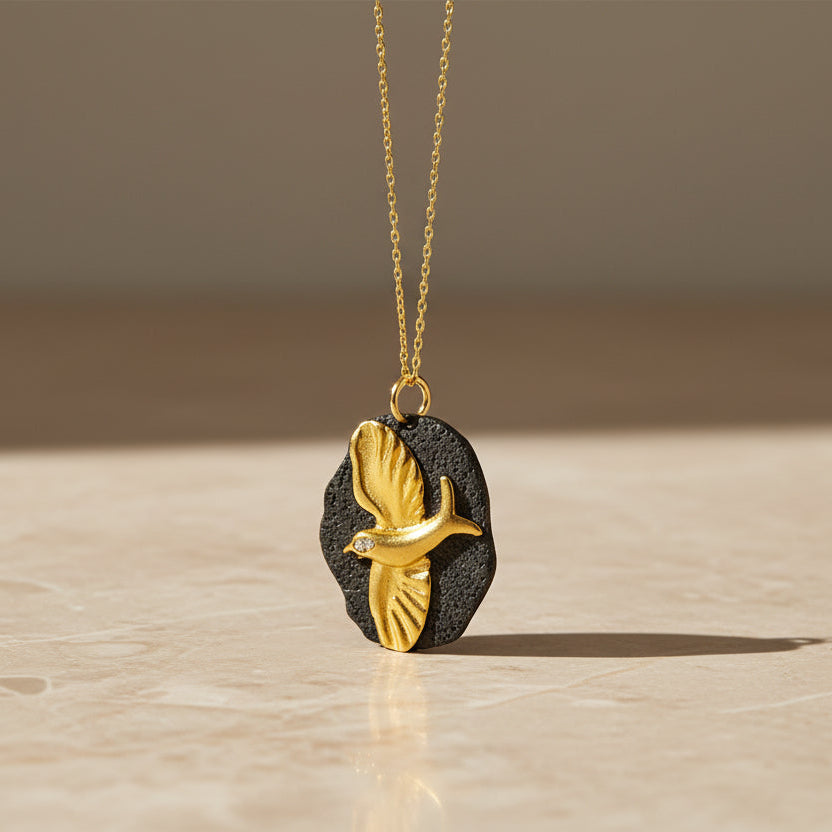 Silver Necklace With Pendant BIRD BLAR032