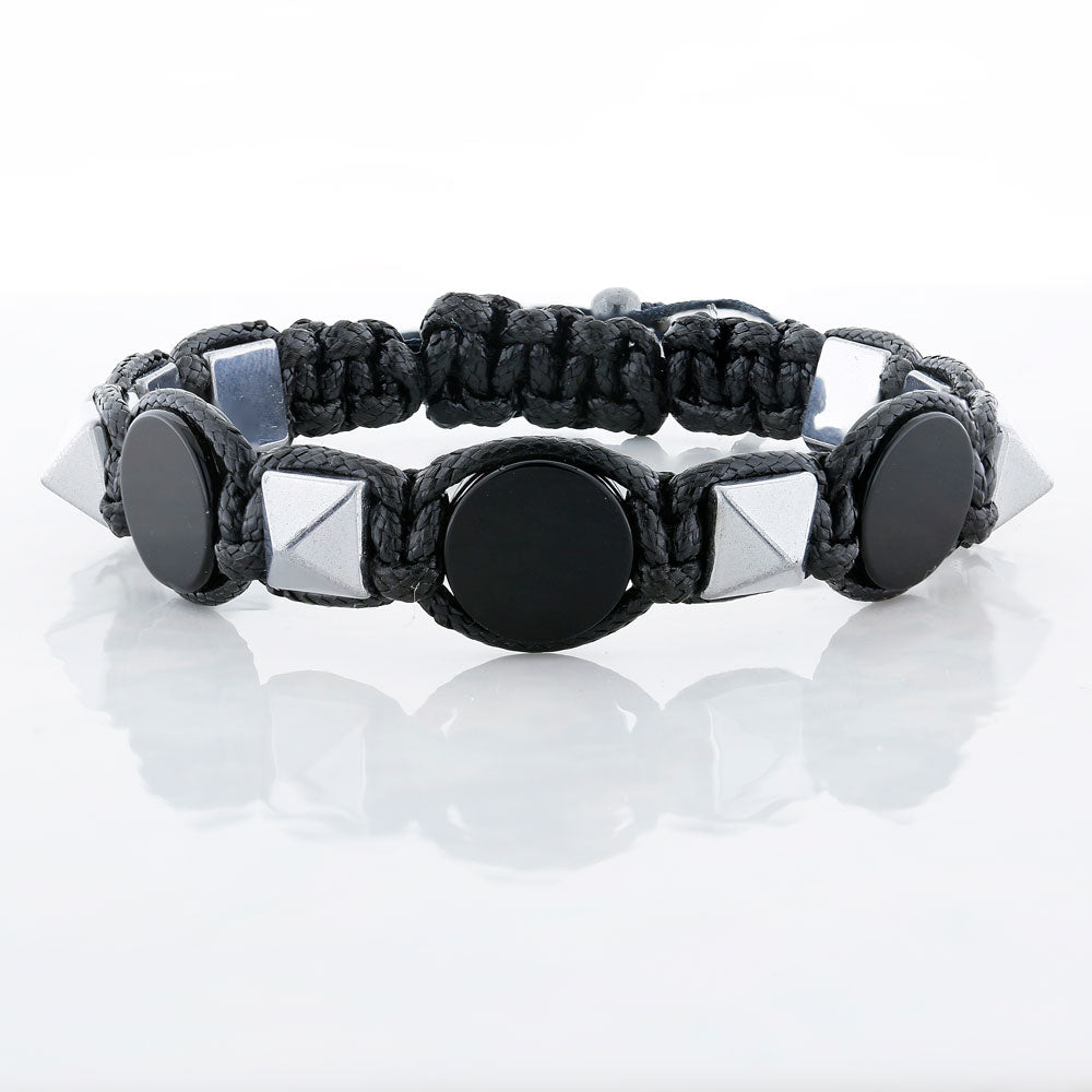 by LYDIAN Men's Bracelet Onyx and Hematite BLAR028