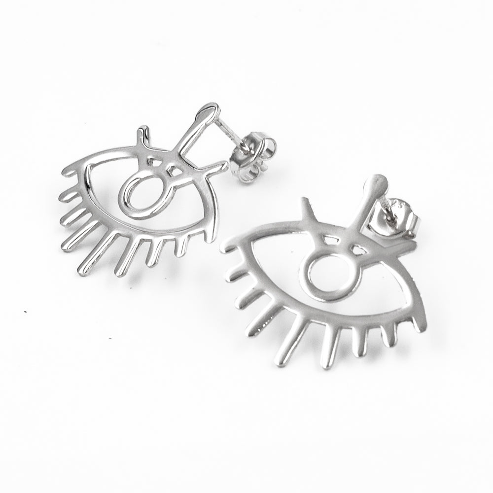 Silver earrings Eye Blar057