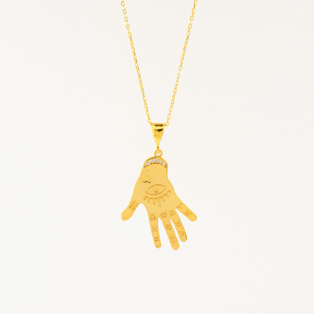 Lucky Eye - Hand Necklace With Pendant