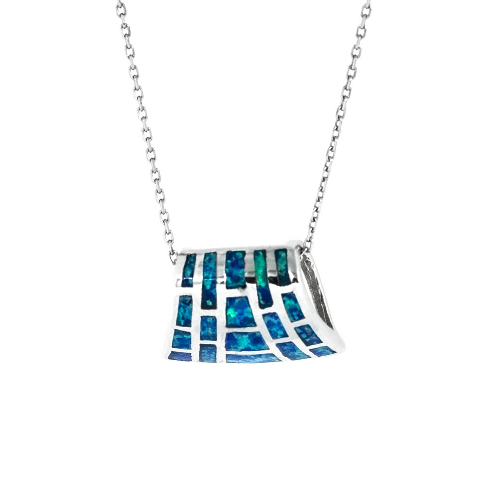 Silver Necklace with Blue Opal BLDS068
