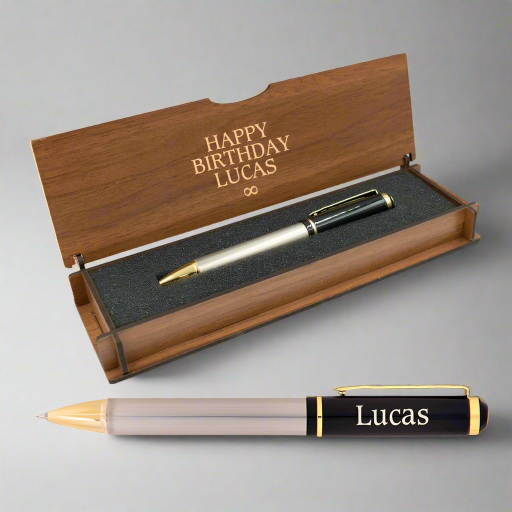 Personalized Pen Set - Writing Set with Engraved Wooden Box BLP2118
