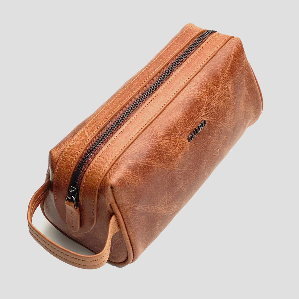 Leather toiletry bag - Brown