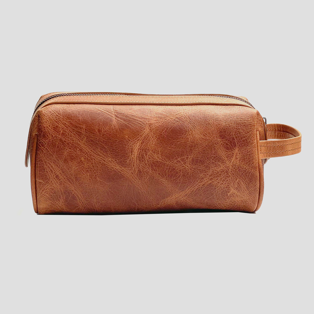 Leather toiletry bag - Brown