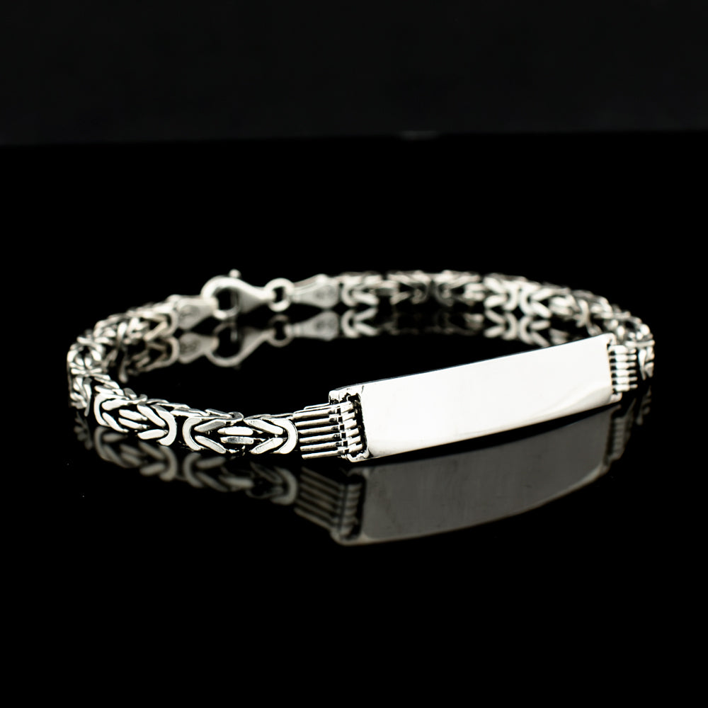 Silver men's bracelet king link with name