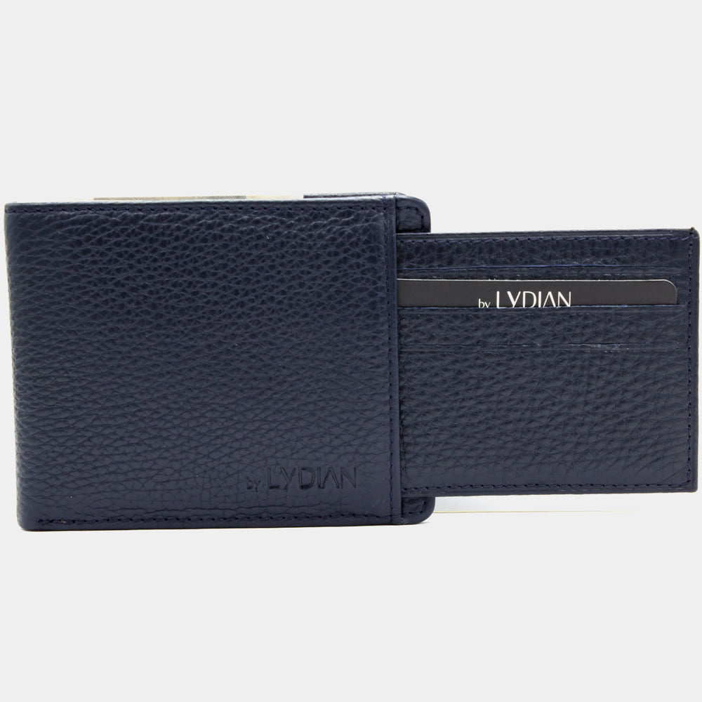 Blue Leather Wallet with Cardholder engraving BLW1320-L