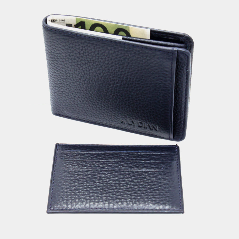Blue Leather Wallet with Cardholder engraving BLW1320-L