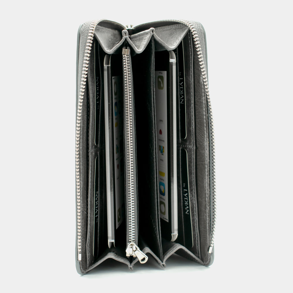 Smartphone Leather Wallet Gray BLW3034-G