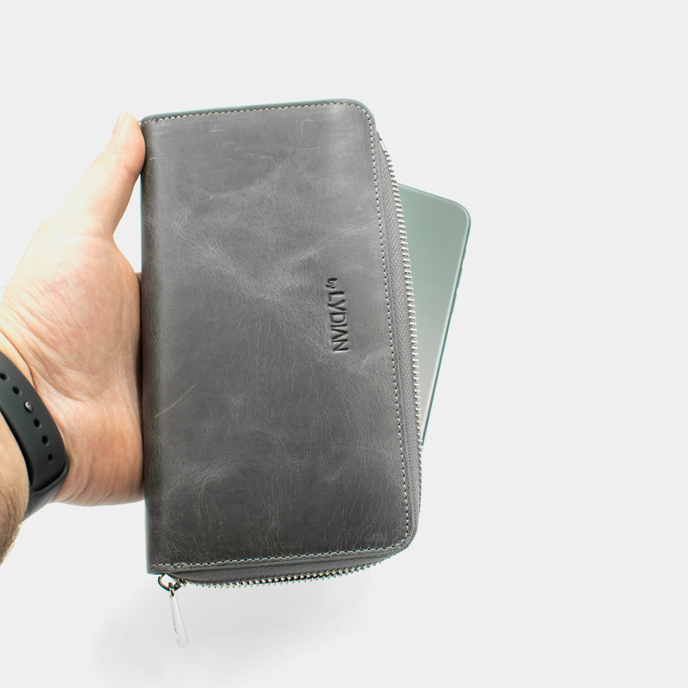 Smartphone Leather Wallet Gray BLW3034-G
