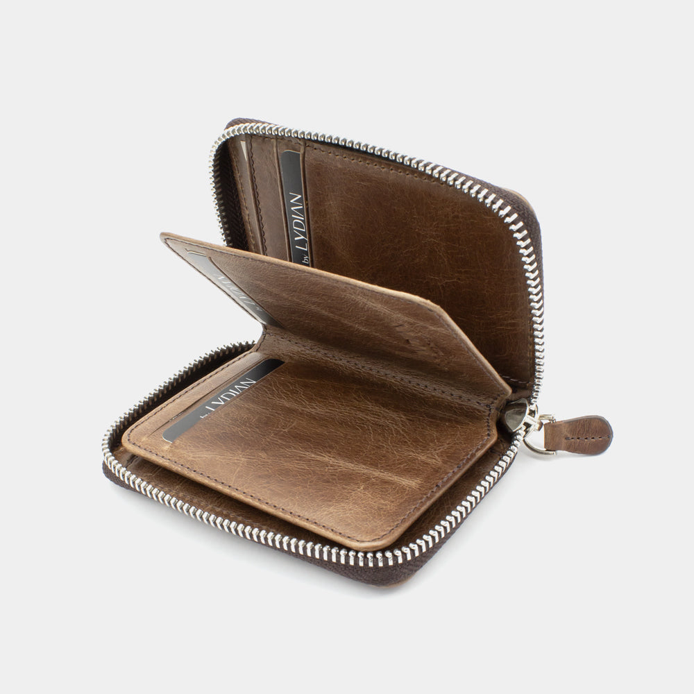 Brown Leather Wallet with Zipper BLW796-GK