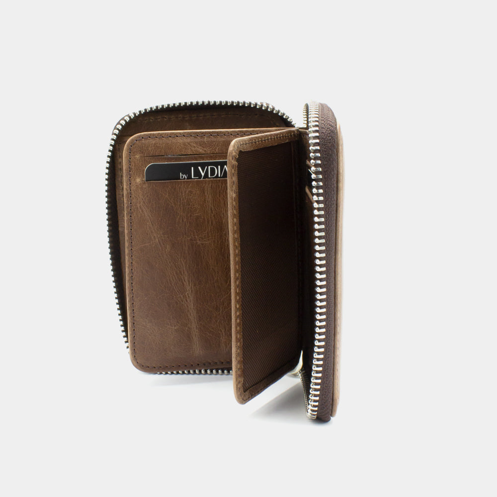 Brown Leather Wallet with Zipper BLW796-GK