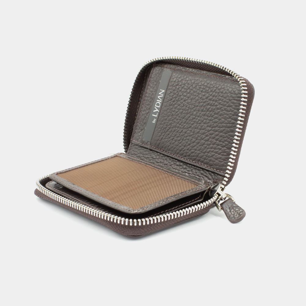 Brown Leather Wallet with Zipper BLW796-K