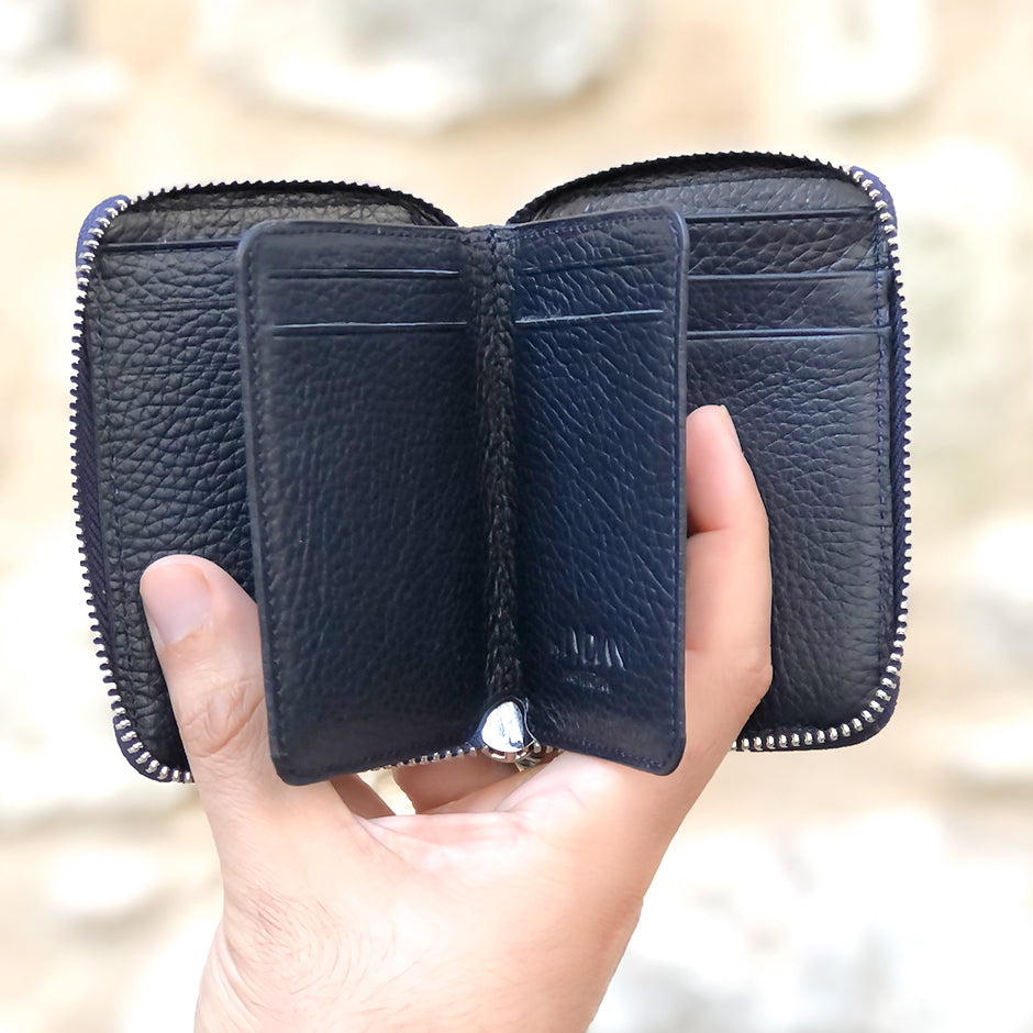 Dark Blue Leather Wallet with Zipper BLW796-L