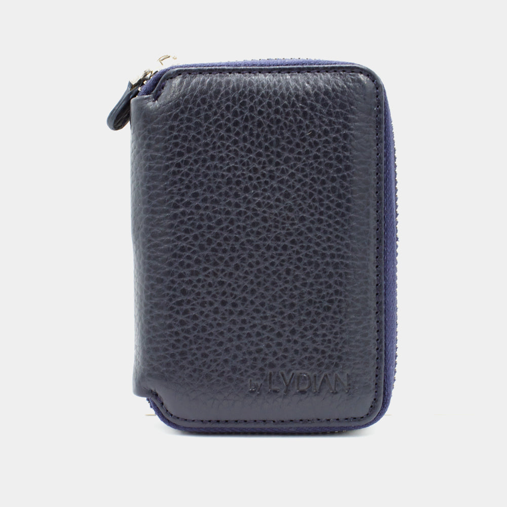 Dark Blue Leather Wallet with Zipper BLW796-L