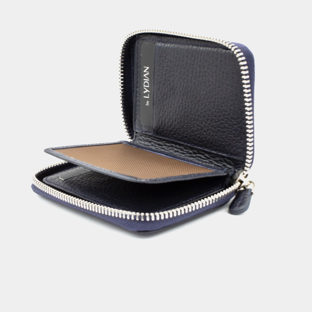 Dark Blue Leather Wallet with Zipper BLW796-L