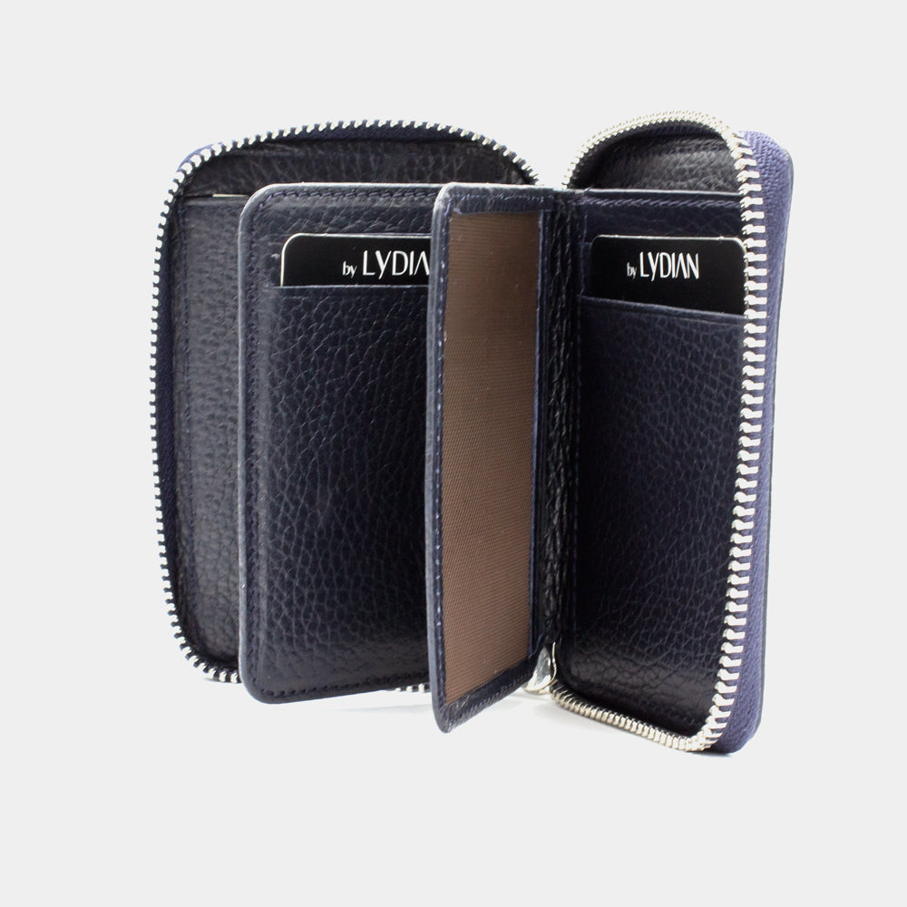 Dark Blue Leather Wallet with Zipper BLW796-L