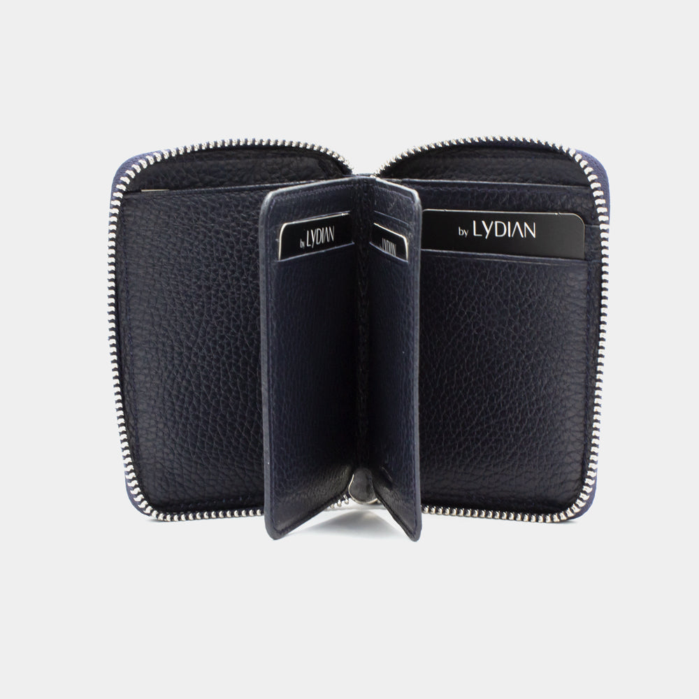 Dark Blue Leather Wallet with Zipper BLW796-L