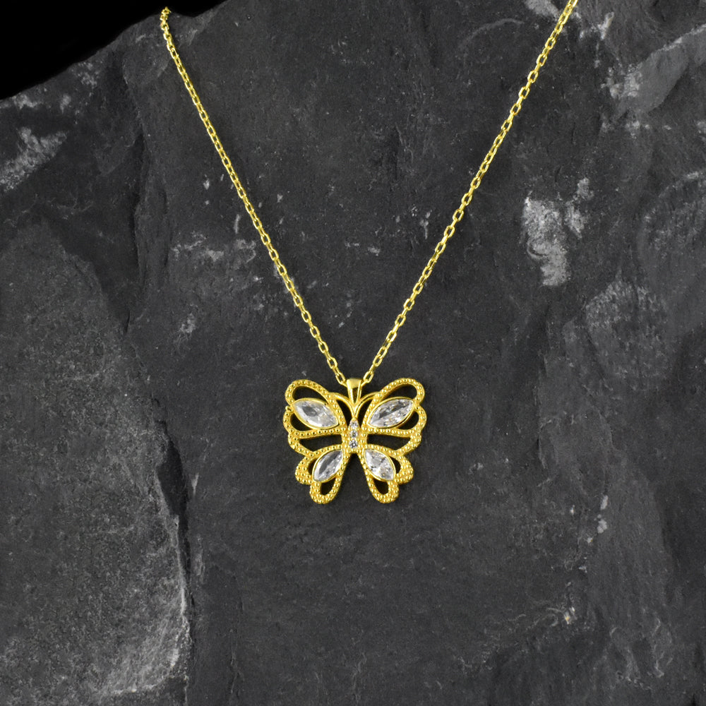 Silver butterfly necklace pendant