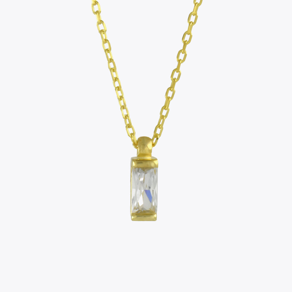 Silver necklace with baguette pendant