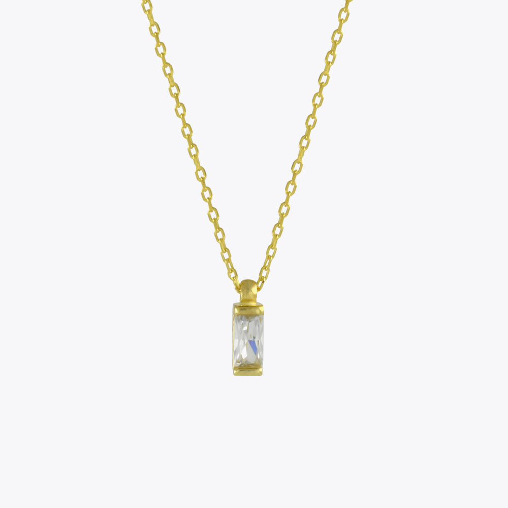 Silver necklace with baguette pendant