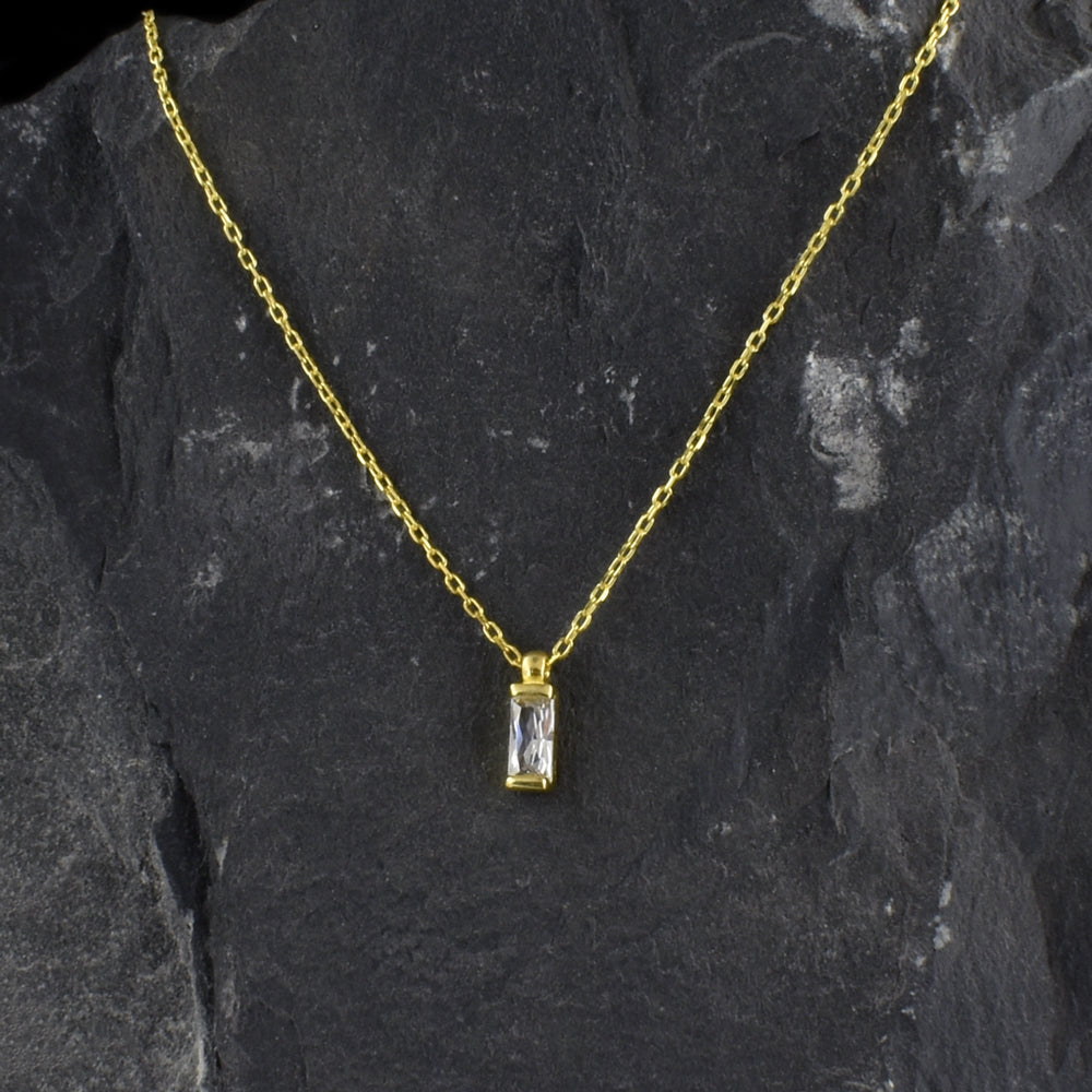 Silver necklace with baguette pendant