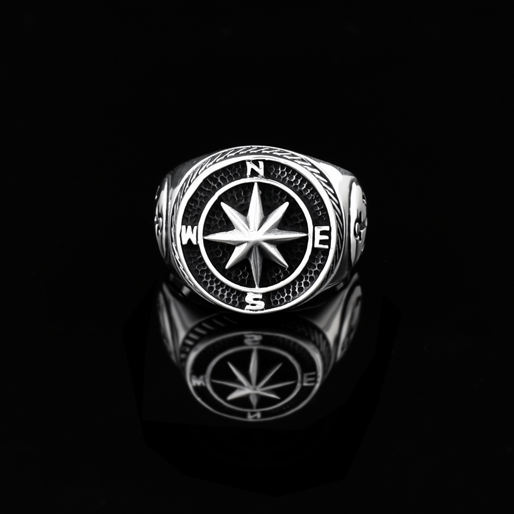 Compass and Anchor Signet Ring Men