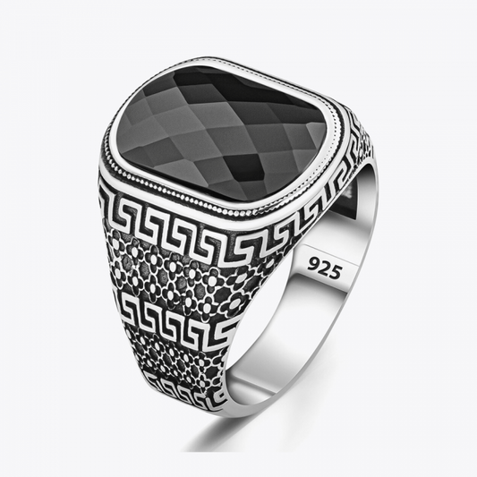 925 Silver Mens Ring With Onyx Stone CLMR0183